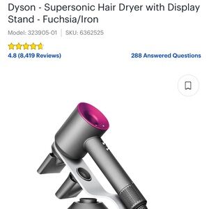 Dyson supersonic hair dyer with stand and attachments